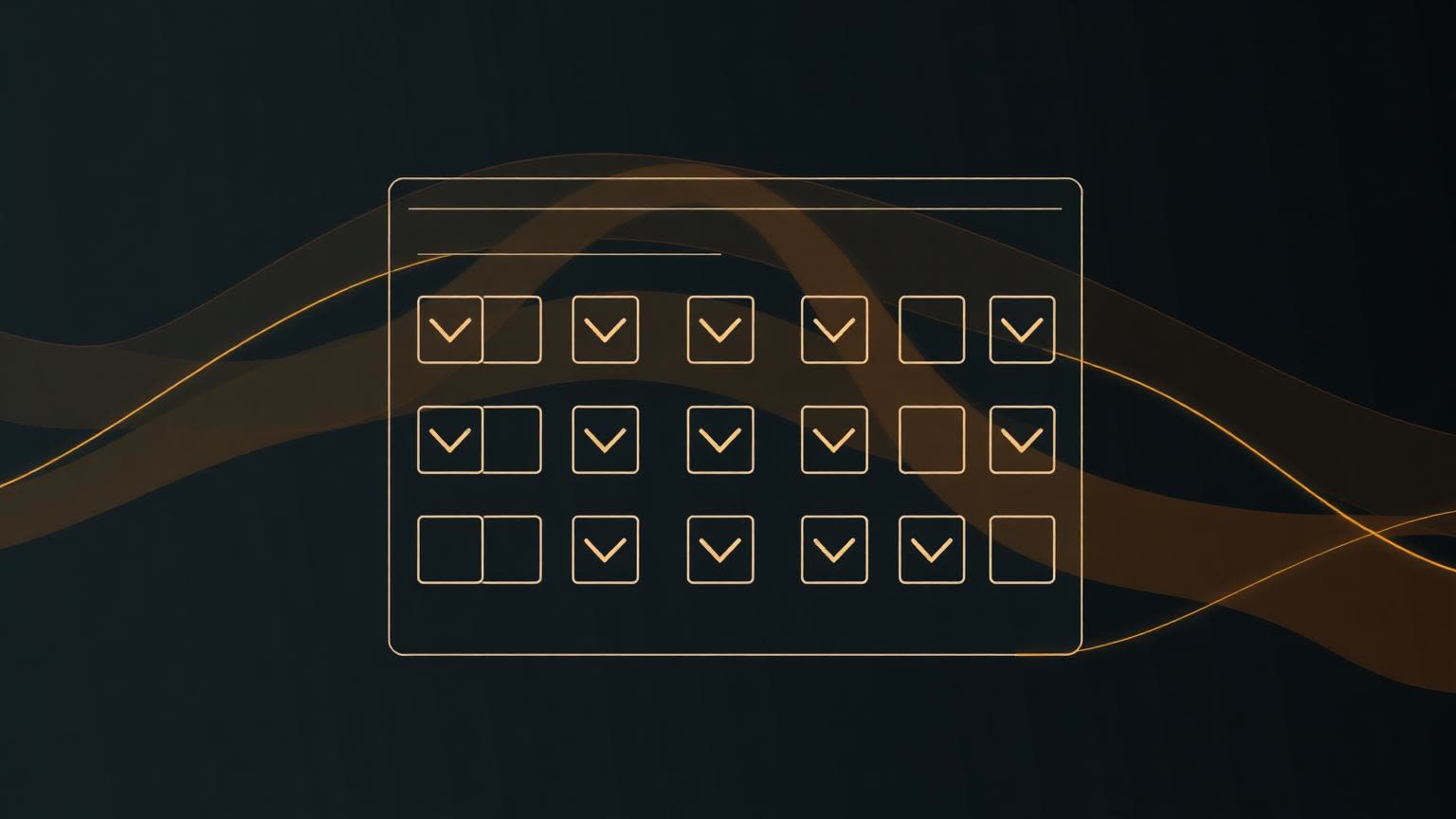 Abstract dashboard of pass and fail test result tiles on a dark background