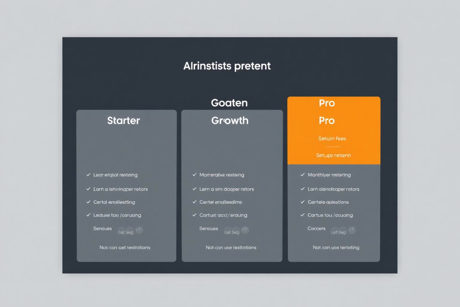 A pricing sheet showing setup fee and monthly retainer tiers for AI voice services