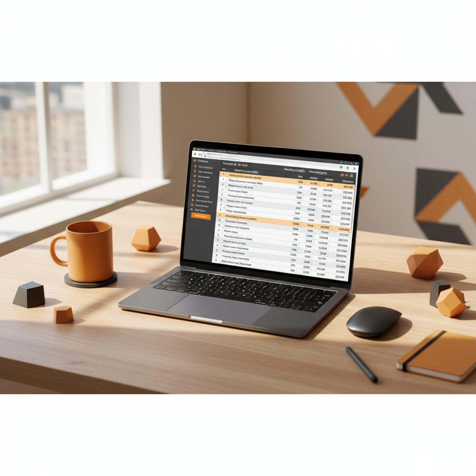 Overhead view of a workspace showing financial planning for an AI business.