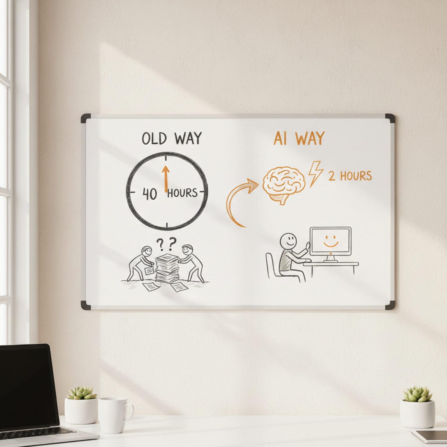 A chart comparing manual labor hours to AI automated hours.